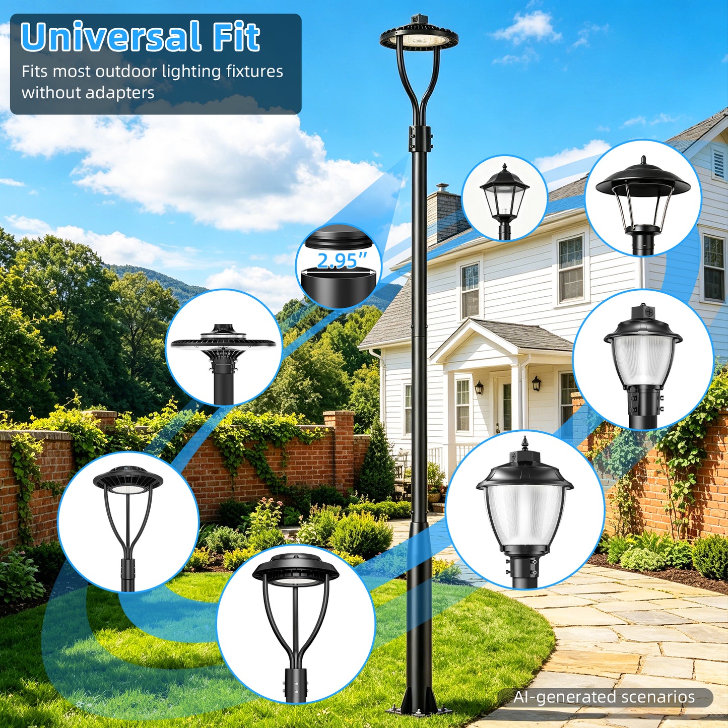 10 foot LED lamp post for backyard patio and walkway lighting