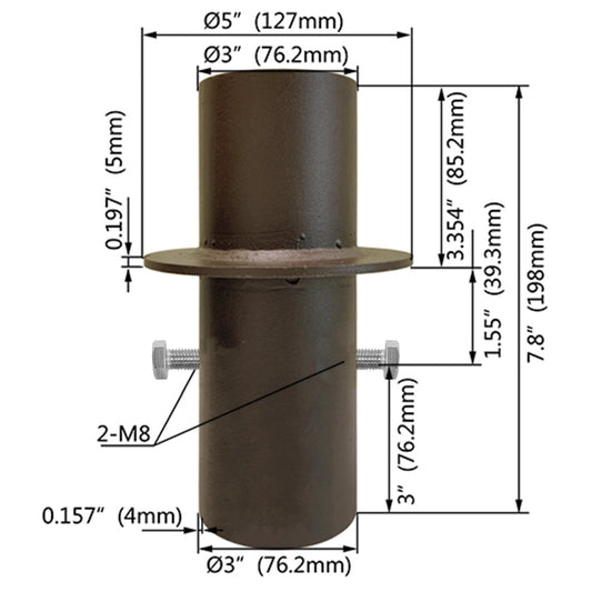 Steel Round Pole Top Reducer, Reduce 4″ Or 5″ Round Light Pole Into 3″ OD Round Pole, Outdoor Light Fixture Mount Bracket For LED Lighting