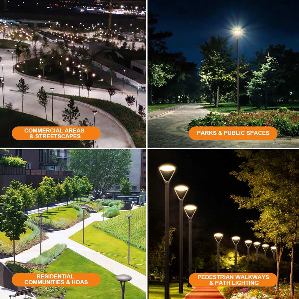Dark bronze LED post top light for parking lots parks and walkways