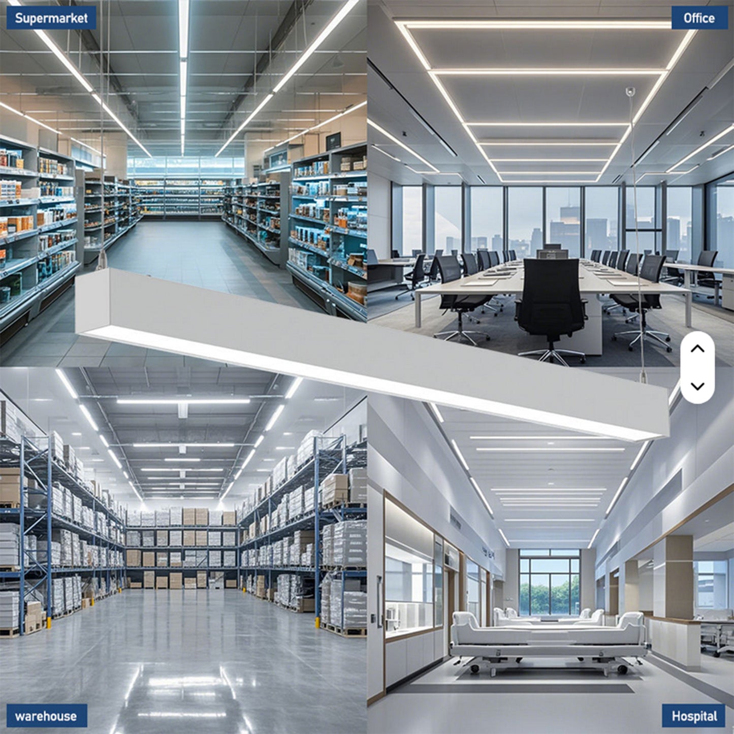 2FT 4FT 8FT LED Linear Lights 25W 30W 35W 40W 50W 60W 70W 80W 100W Watt Tunable 3500/4000/5000/5700/6500K 5CCT 120LM/W Dimmable Linkable Architectural Up and Down Lights