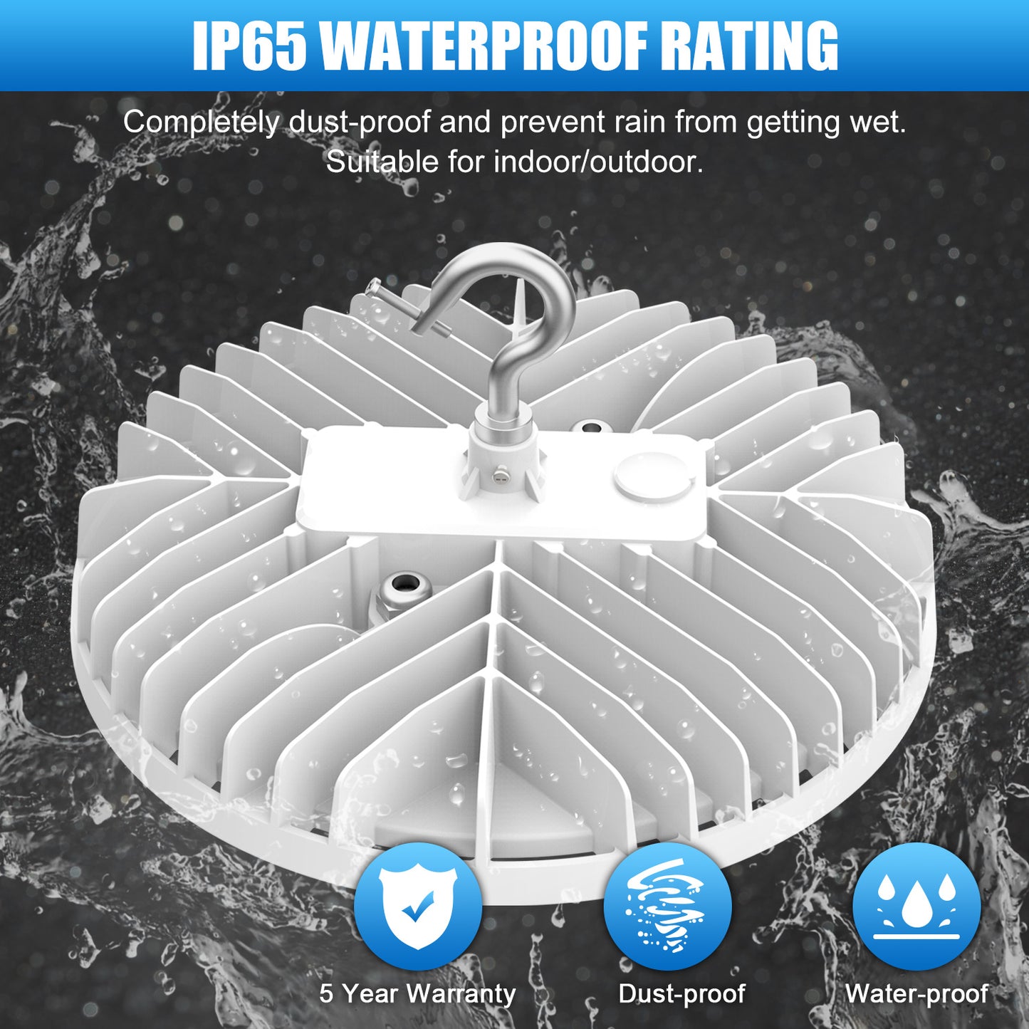 90W 120W 150W 200W 240W LED UFO High Bay Light 4500K/5000K/5700K 0-10V Dimming Shop Lights with US Plug, Wet Location UL DLC Listed