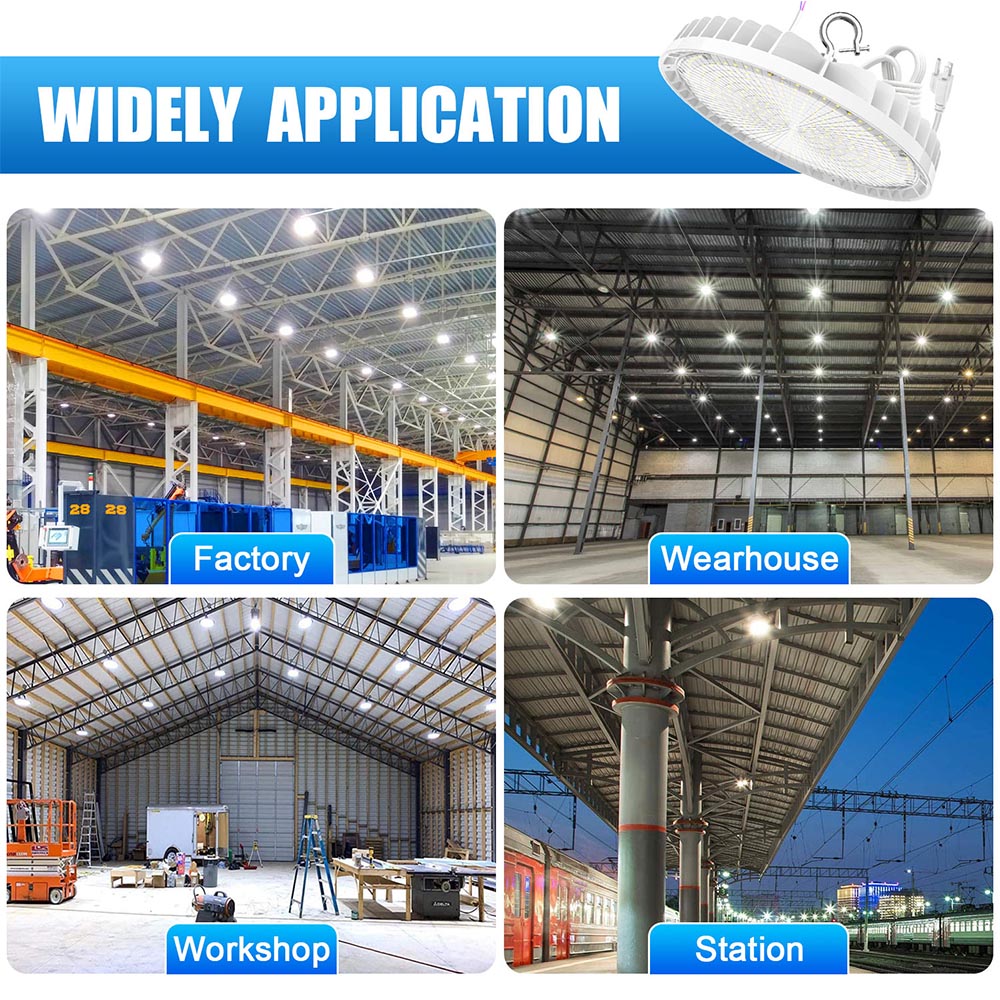 90W 120W 150W 200W 240W LED UFO High Bay Light 4500K/5000K/5700K 0-10V Dimming Shop Lights with US Plug, Wet Location UL DLC Listed