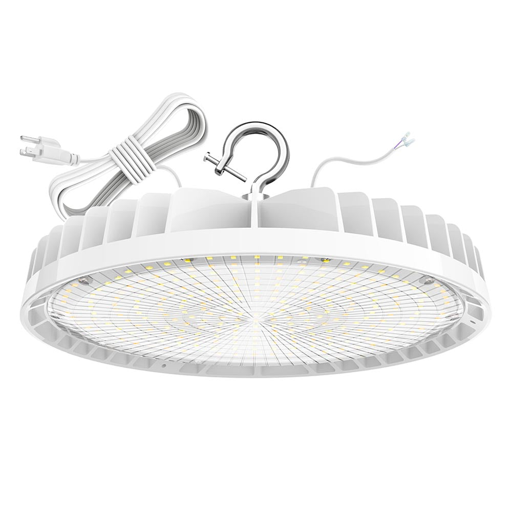 90W 120W 150W 200W 240W LED UFO High Bay Light 4500K/5000K/5700K 0-10V Dimming Shop Lights with US Plug, Wet Location UL DLC Listed