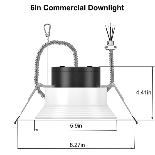 Commercial LED Downlight 6inch 8inch 9.5inch 13W-40W Power & CCT Tunable 2700K/3000K/3500K/4000K/5000K Dimmable Recessed Ceiling Lights