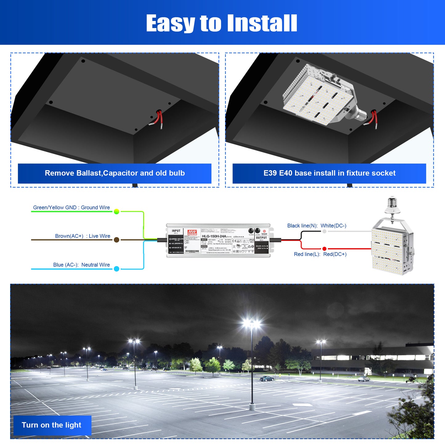 led shoebox retrofit kit light installation