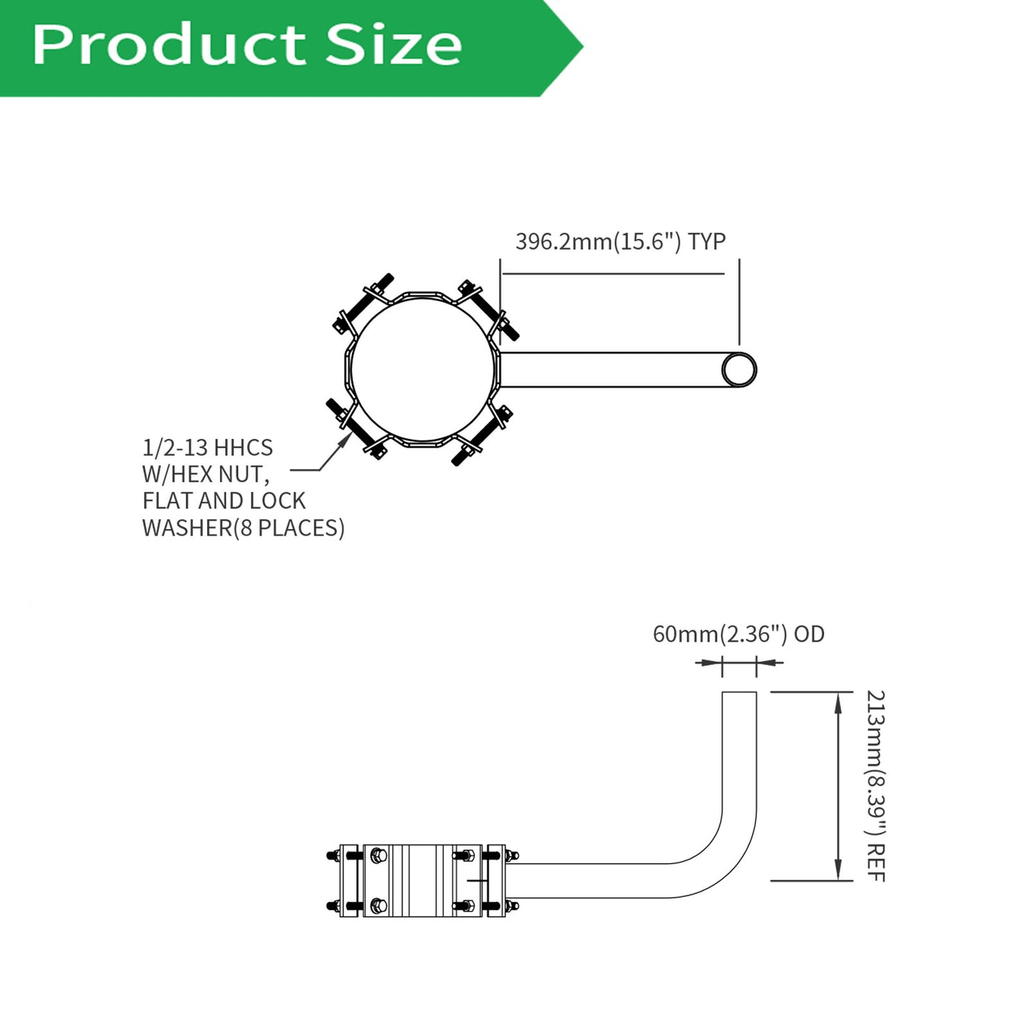 wrap around mount for wood poles 6”