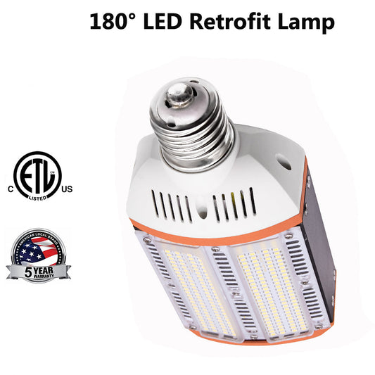 30W 40W 60W LED Shoebox Corn Bulb Retrofit Lamps, E26 / E39 Mogul Base, 5000K High Voltage Optional LED Lamp for Parking Lot Wallpack ETL Listed
