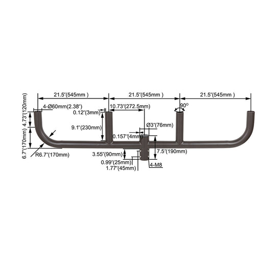 Four Arm Inline Bullhorn Bracket for LED Parking Lot Lights