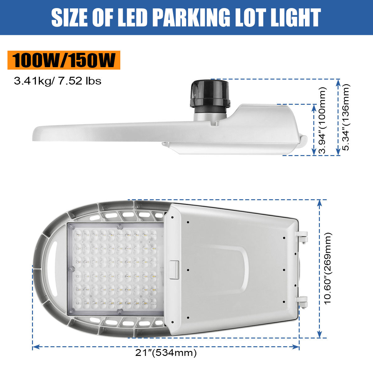 100W 80W 60W 40W selectable LED street light 100-277V for roadway lighting