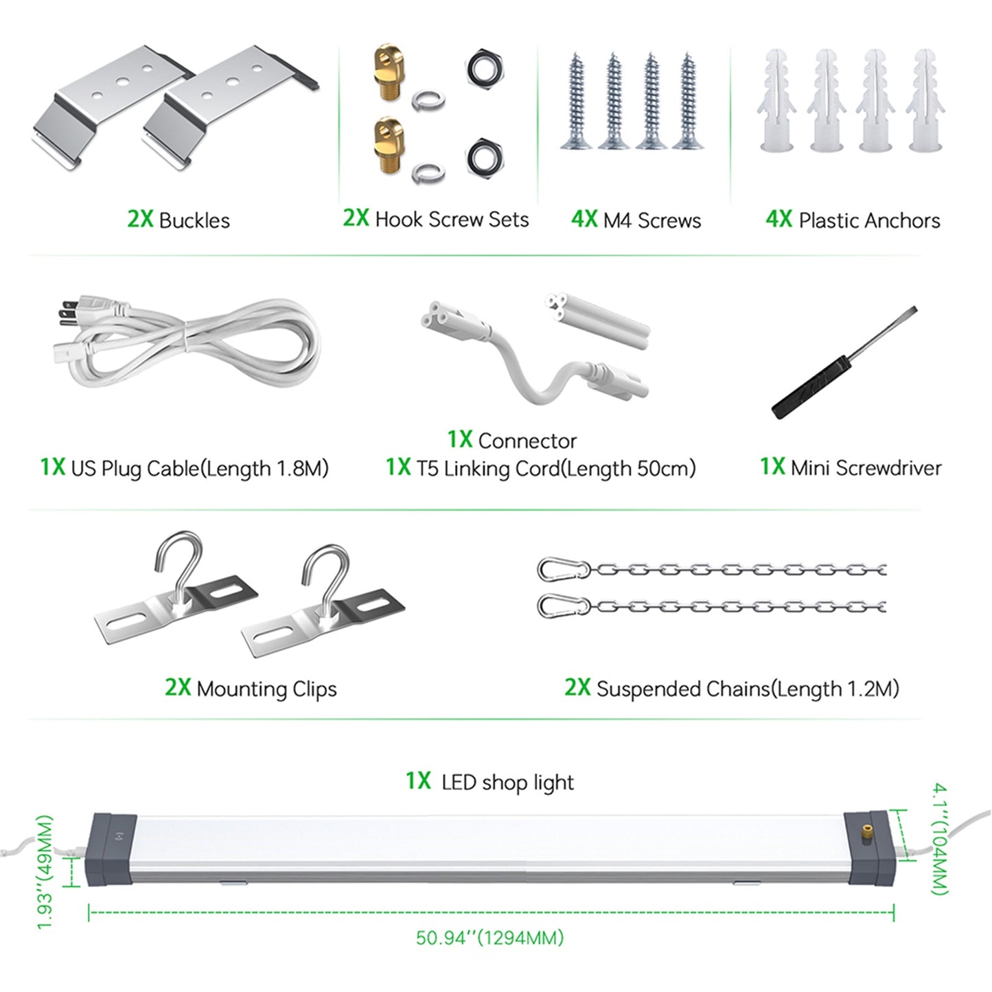 100w led shop light size