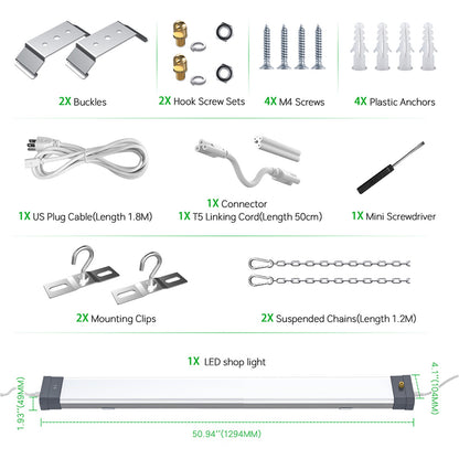 100w led shop light size