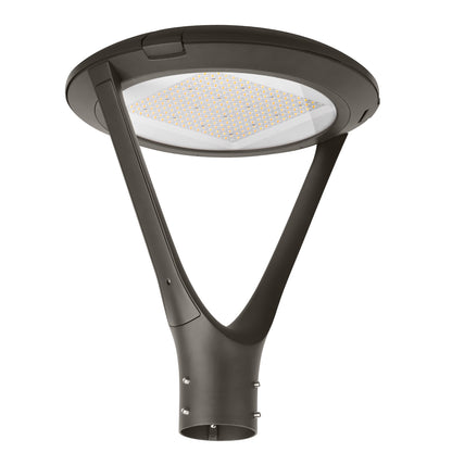 125W LED post top light for 3 inch round pole, dark bronze finish