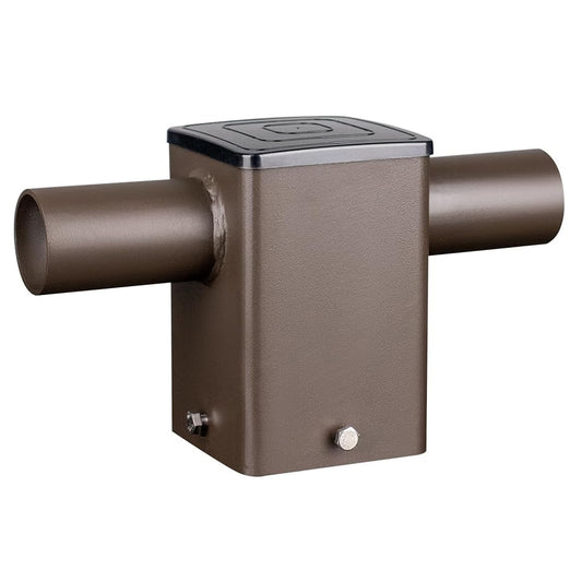 180 Degree Square Horizontal Tenon Adaptor with 2 Arms for 4 inch Square Pole 