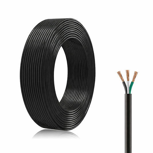 18 Gauge Electric Wire 18AWG Extension Cable Wire 1000ft 3 Conductor Copper Wire with Ground 3 Core Black Wire Cord and PVC Case (600V)