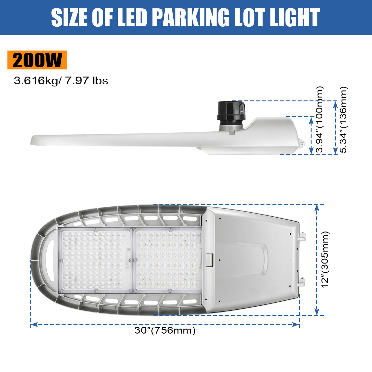 200W 160W 120W 80W LED roadway light with 3-pin photocell and 0-10V dimming