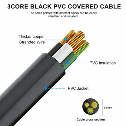 18 Gauge Electric Wire 18AWG Extension Cable Wire 1000ft 3 Conductor Copper Wire with Ground 3 Core Black Wire Cord and PVC Case (600V)