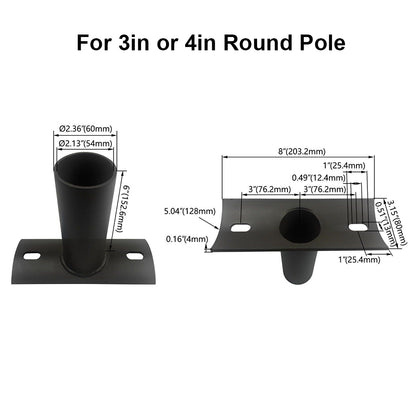 Side Tenon for 3in or 4in Round Pole, Horizontal Tenon Adapter for 2-3/8 inch Slip Fitter Mount Shoebox LED Street Light, Single Spoke Mount Light Pole Brackets