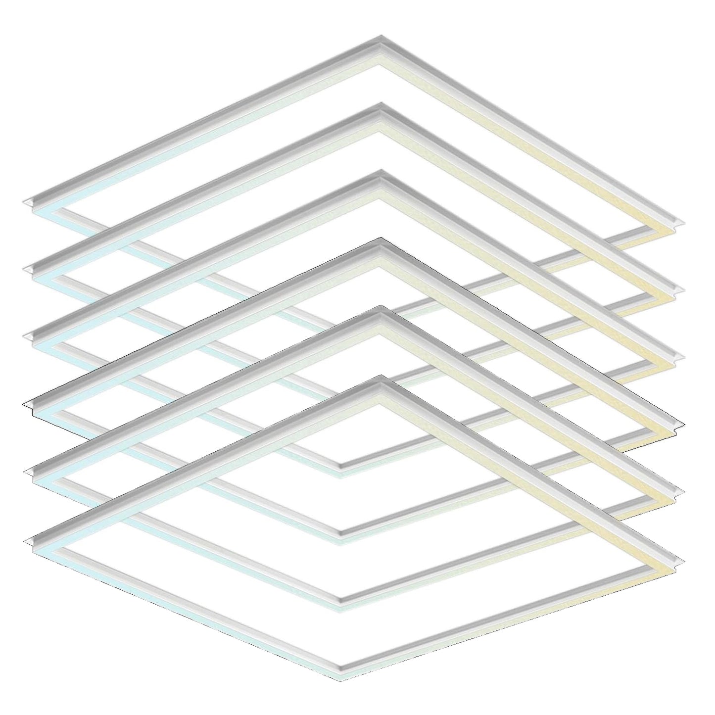 2x2 LED Frame Panel Light, Edge-Lit Flat Panel, 5CCT 3000K–6500K, Wattage Selectable 20W/30W/40W, 0-10V Dimmable, 100-277V Commercial Drop Ceiling Light for Office, School, Hospital, 6 Pack