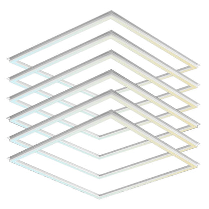 2x2 LED Frame Panel Light, Edge-Lit Flat Panel, 5CCT 3000K–6500K, Wattage Selectable 20W/30W/40W, 0-10V Dimmable, 100-277V Commercial Drop Ceiling Light for Office, School, Hospital, 6 Pack