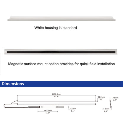4FT LED Magnetic Retrofit Kit 60W 50W 36W 25W 18W Watt Tunable 3000K/4000K/5000K 3CCT 120-277V Dimmable Linear Strip, T8 T10 T12 Fluorescent Replacement, 5 Pack