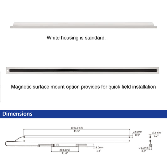 4FT LED Magnetic Retrofit Kit 60W 50W 36W 25W 18W Watt Tunable 3000K/4000K/5000K 3CCT 120-277V Dimmable Linear Strip, T8 T10 T12 Fluorescent Replacement, 5 Pack