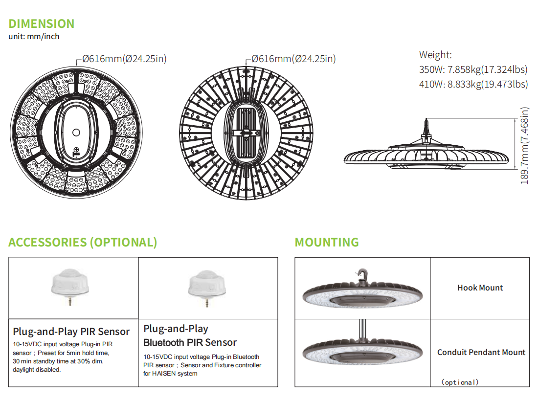 350W LED high bay light