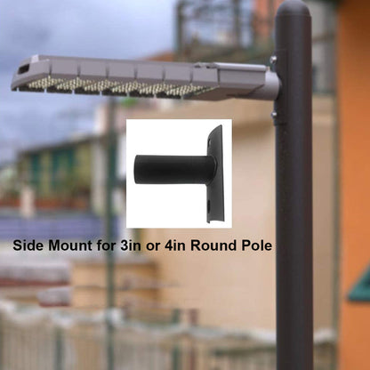 Side Tenon for 3in or 4in Round Pole, Horizontal Tenon Adapter for 2-3/8 inch Slip Fitter Mount Shoebox LED Street Light, Single Spoke Mount Light Pole Brackets