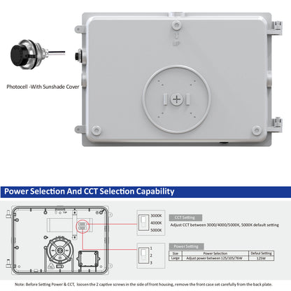 LED Full Cutoff Wall Pack Light with Photocell 125W 90W 60W 3000K/4000K/5000K 3CCT 120-277V Dimmable Commercial Outdoor Wall Lamp, UL DLC Listed