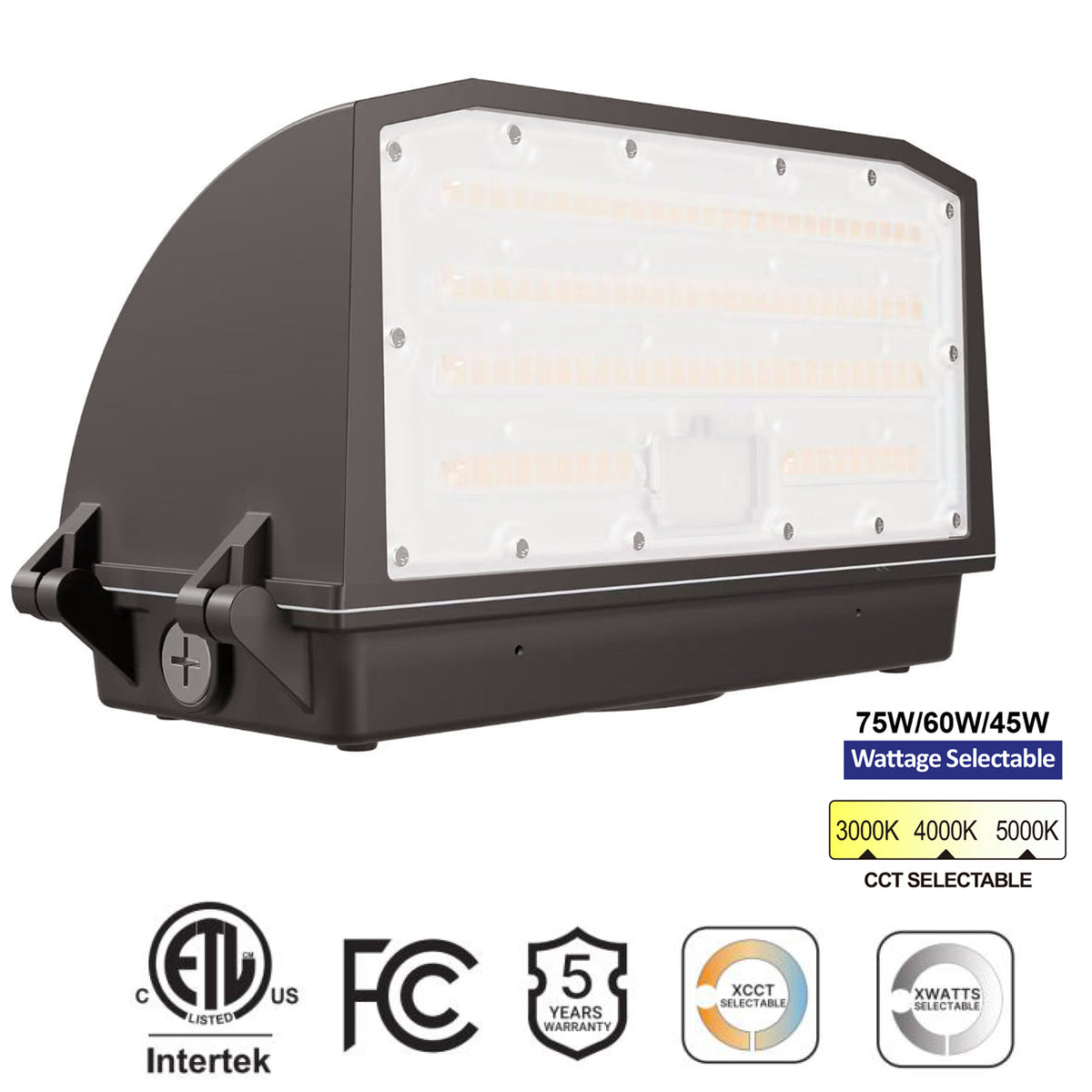 45W 60W 75W wattage selectable LED wall pack