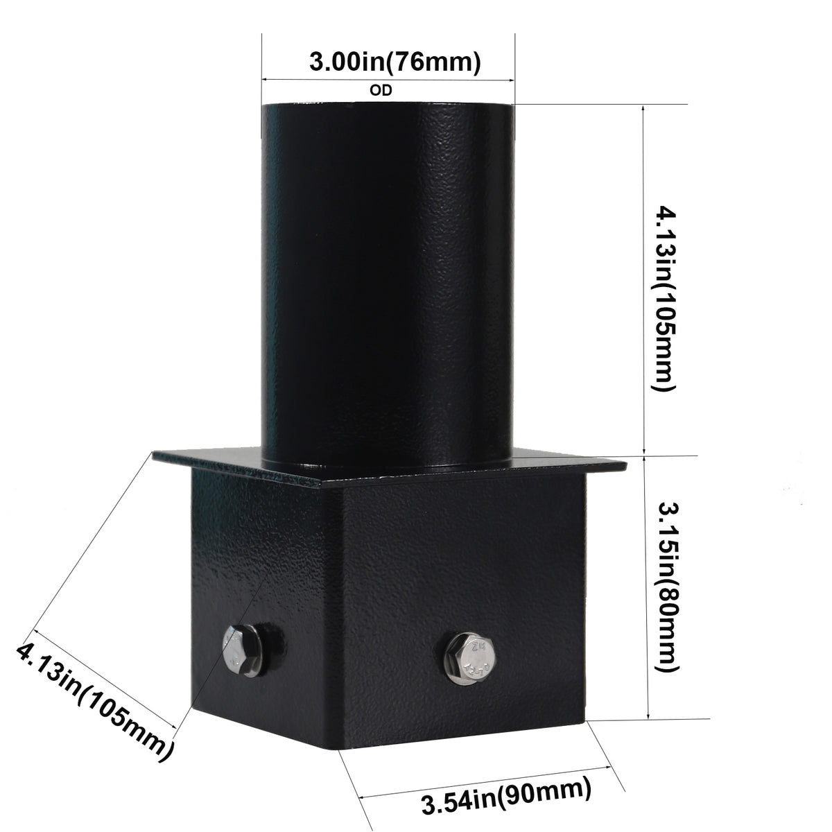 4 to 3 inch square pole top reducer dimensions