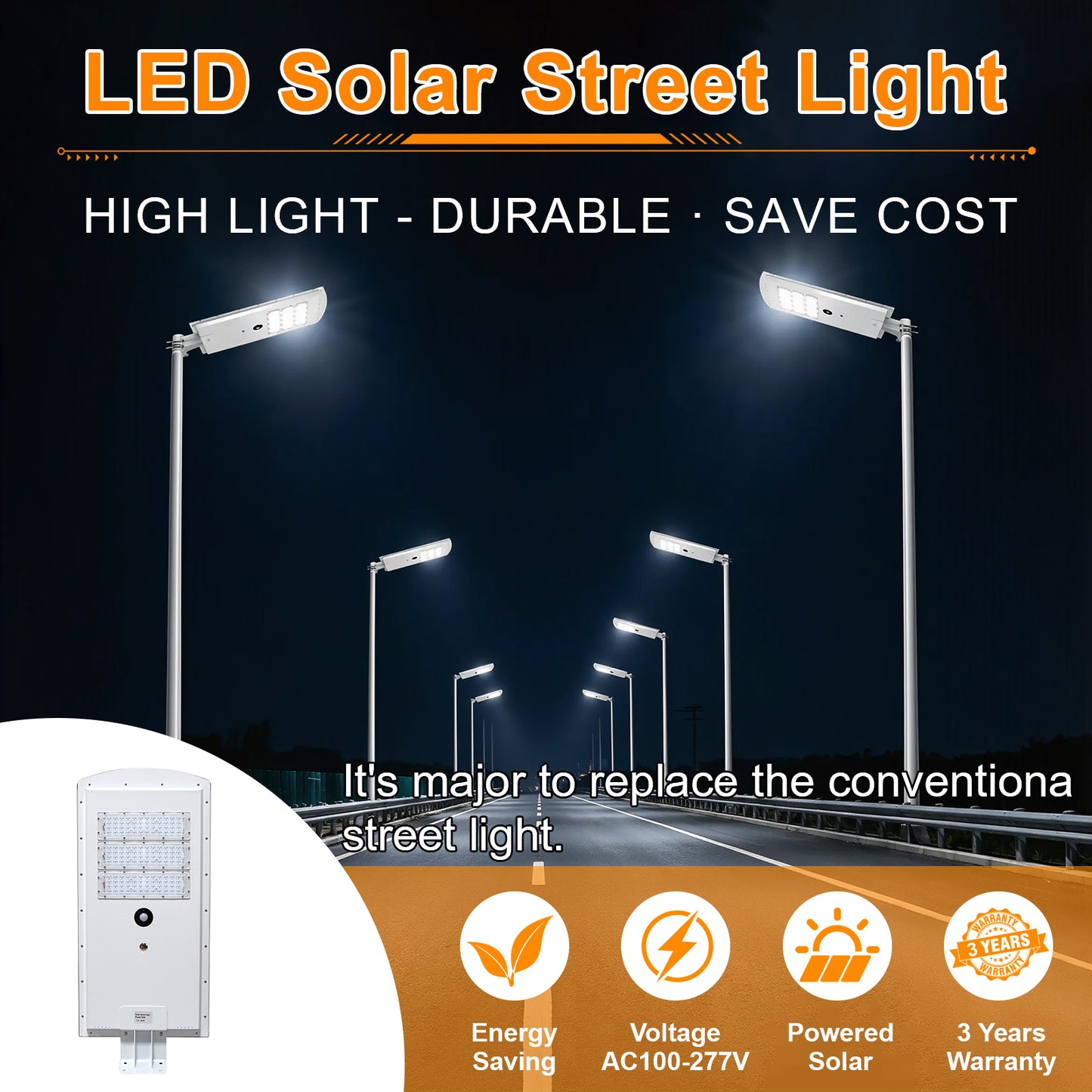5000K LED solar area light