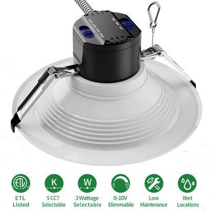 Commercial LED Downlight 6inch 8inch 9.5inch 13W-40W Power & CCT Tunable 2700K/3000K/3500K/4000K/5000K Dimmable Recessed Ceiling Lights