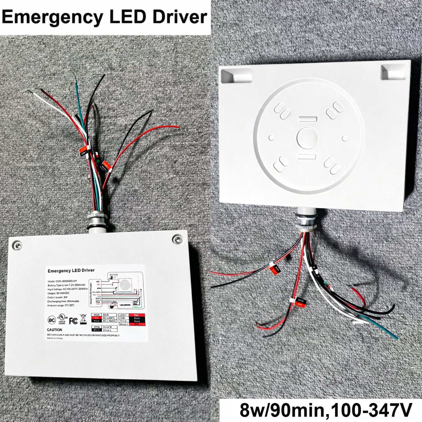 White LED Canopy Light with Emergency Battery Backup, 63W/45W/30W Selectable, 4000K/5000K, 9400 Lumens, 120-277V, UL Commercial Parking Garage Lighting