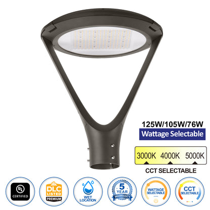 Commercial LED post top light 125W 105W 76W wattage selectable