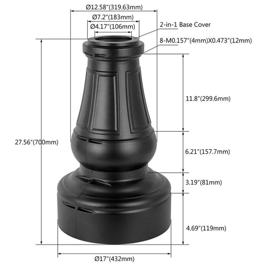Dark Bronze Round Light Pole Base Cover for Parking Lot Lighting