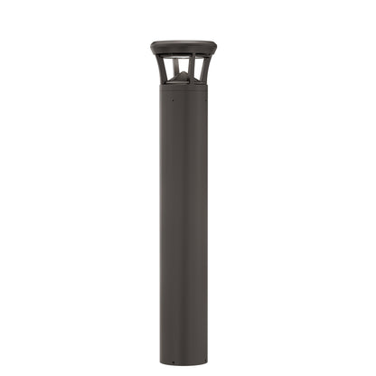 Dark bronze LED flat top bollard light with aluminum housing for commercial walkways and landscape lighting