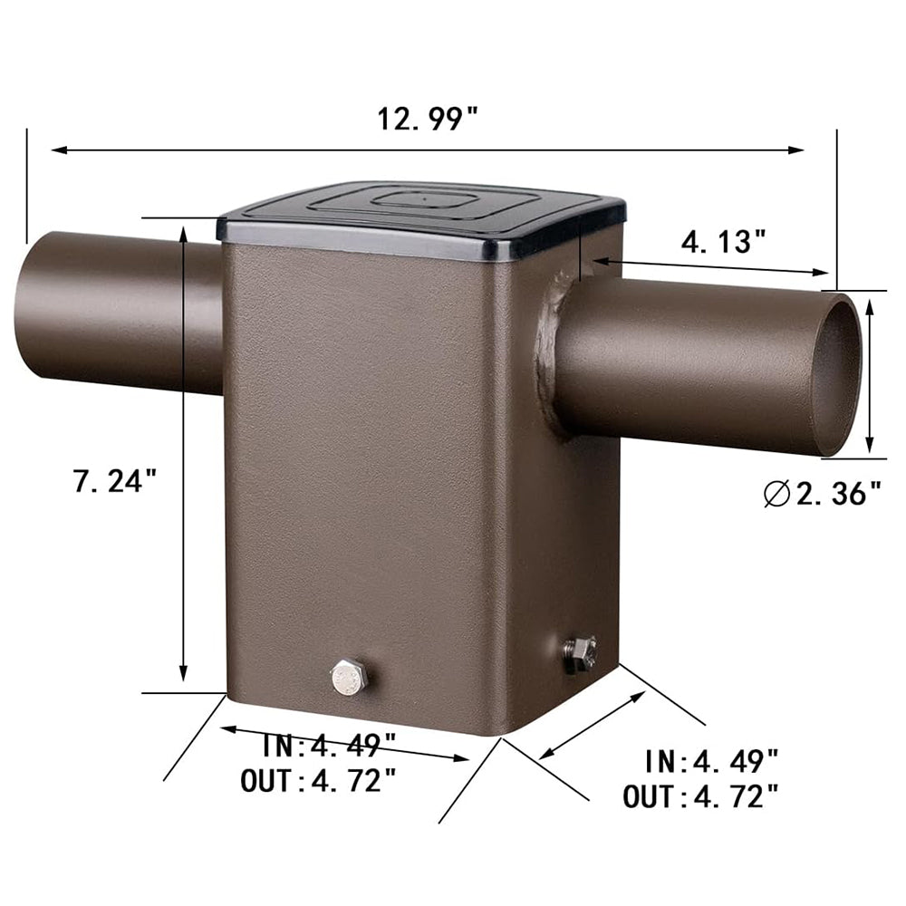 Twin 180° Horizontal Tenon Adapter for 4 inch Square Light Pole ...