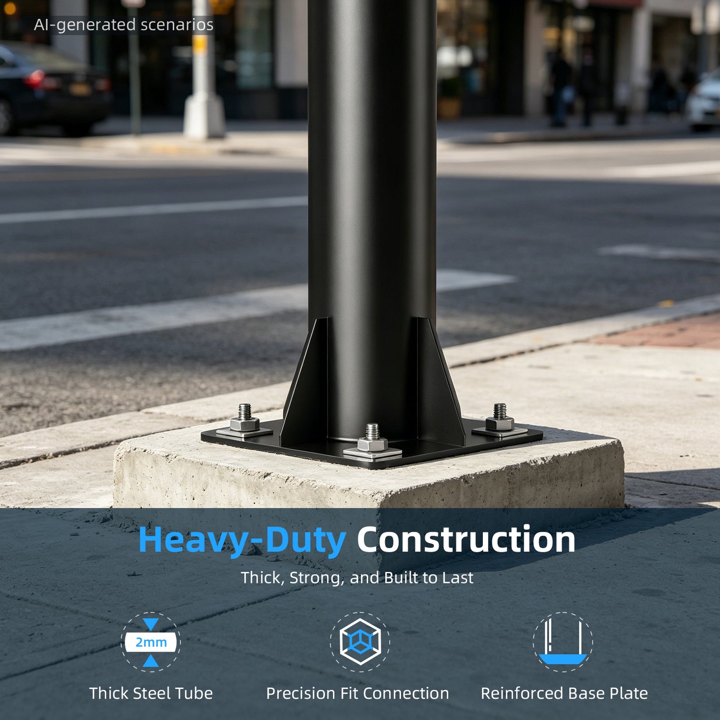 Heavy duty 10 foot outdoor light pole with 3 inch tenon