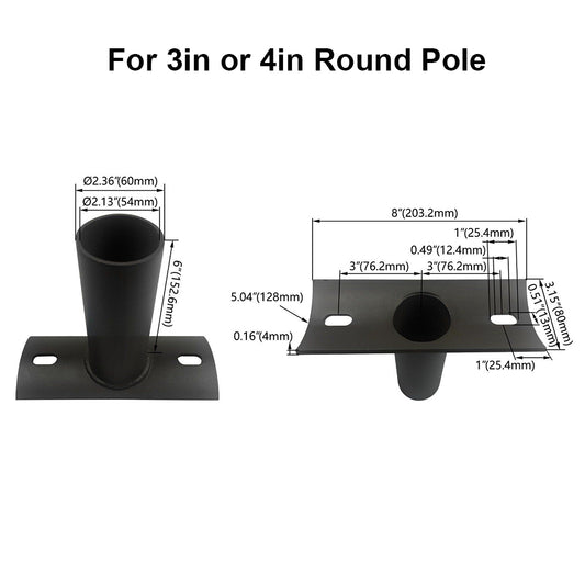 Horizontal Tenon Adapter for Round Pole LED Parking Lot Light Mount