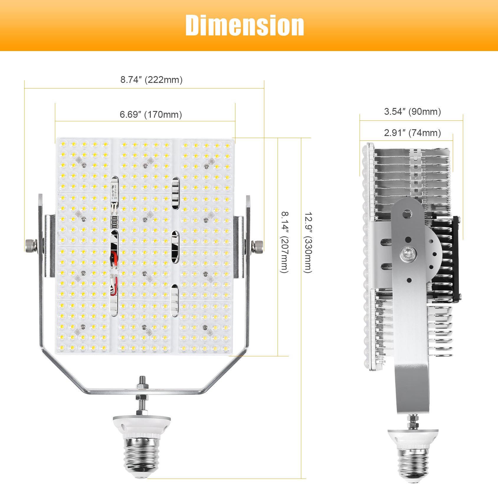 LED Cobra Head Retrofit Ligh Parking Lot Poles size