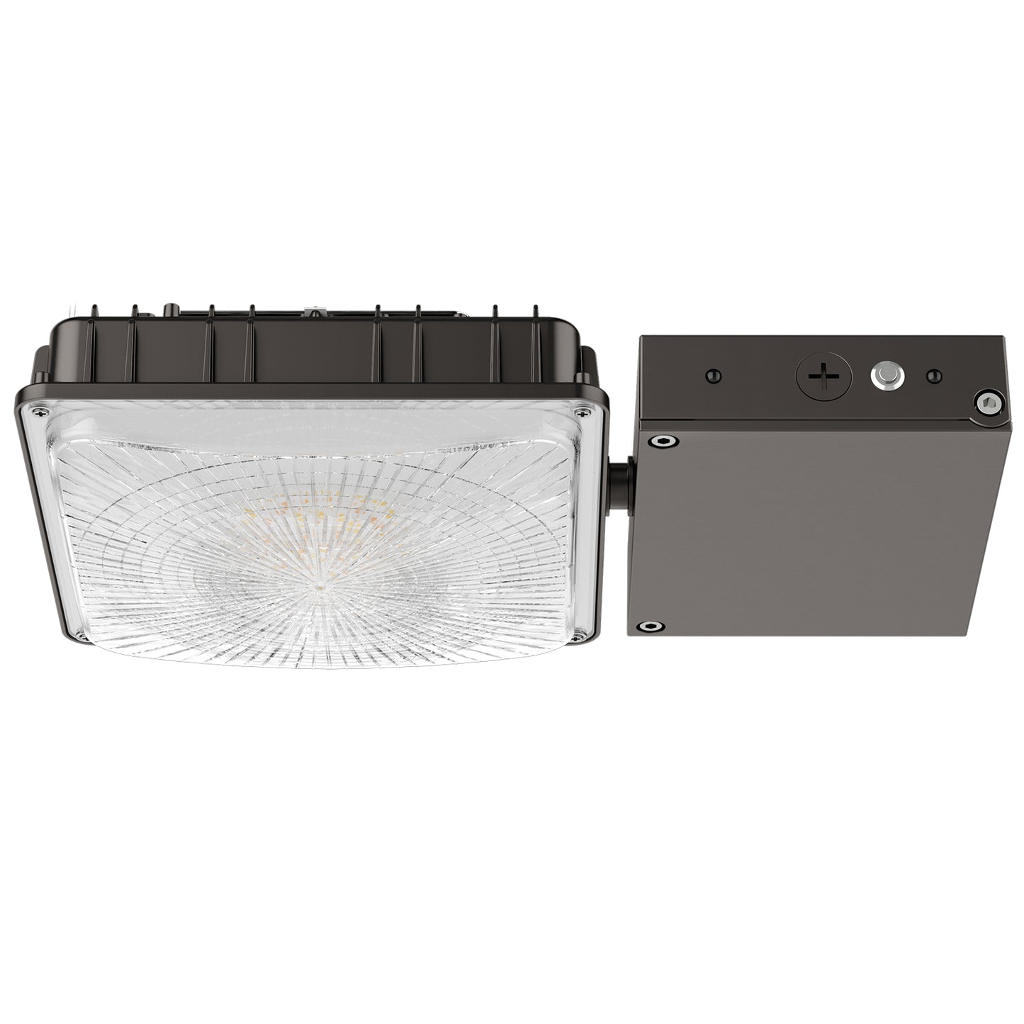 LED canopy light with emergency battery backup
