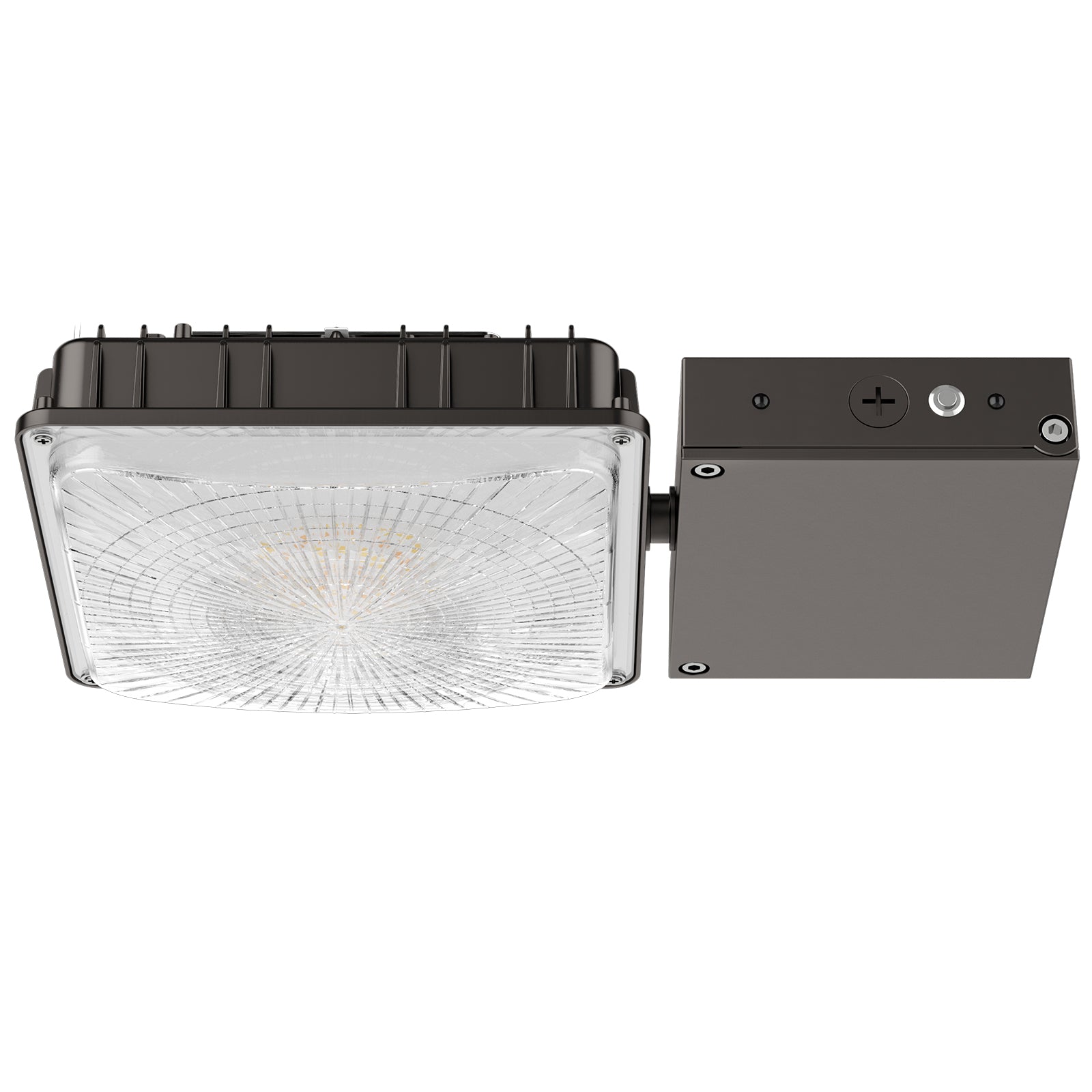 LED canopy light with emergency battery backup