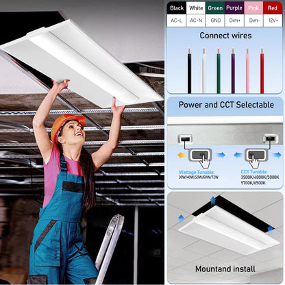 LED light for drop ceiling grid system
