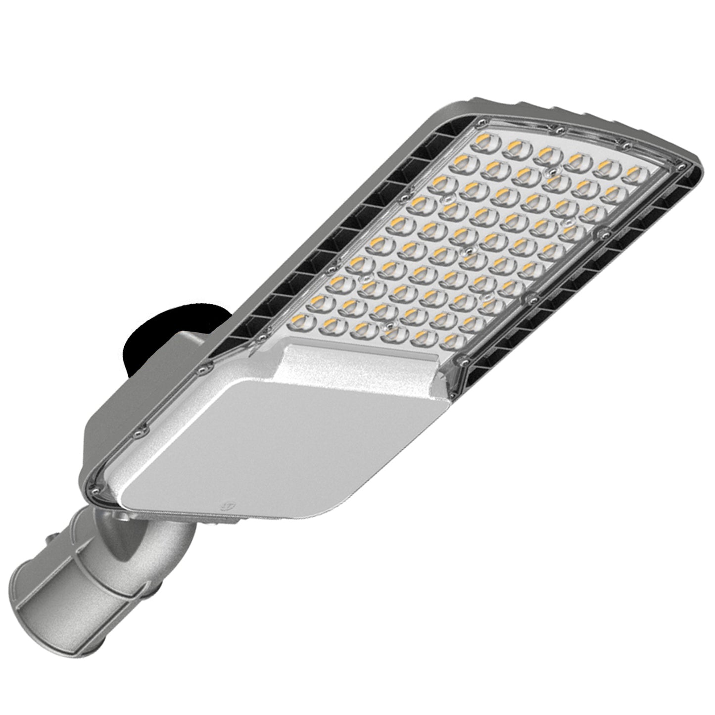 Commercial LED Road Lighting 100W 150W 200W 5000K Daylight 120-277V Dusk to Dawn Streetlights, Silver Aluminum Housing, ETL Listed