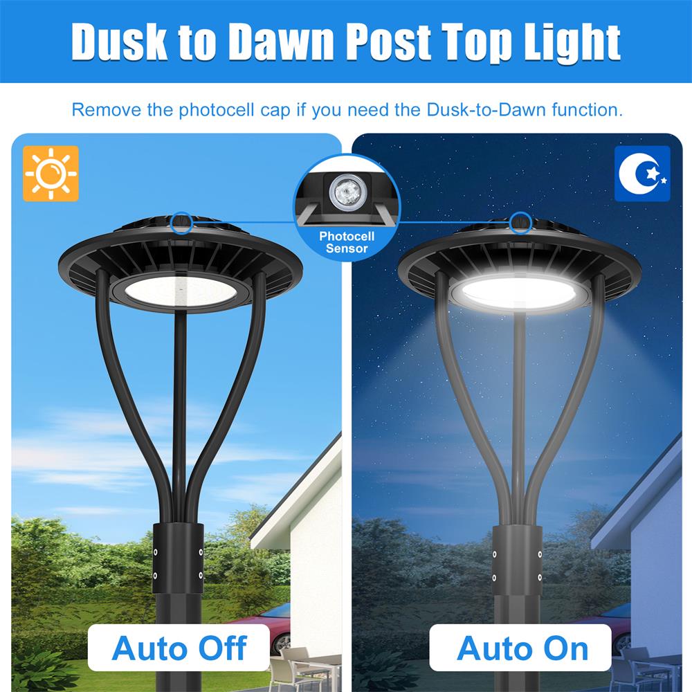 60W 80W 100W 150W 5000K LED Circular Area Post top Light with Photocell ...