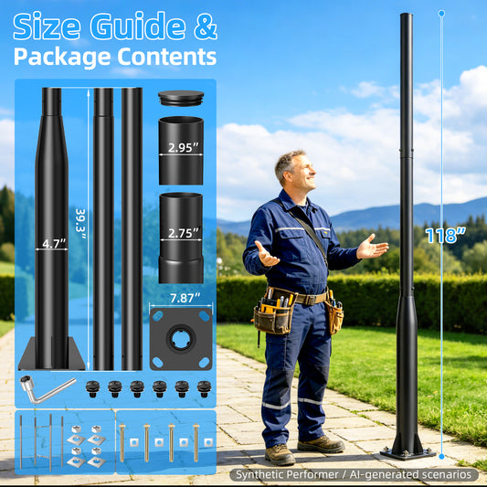 Outdoor light pole for LED area and post top lighting