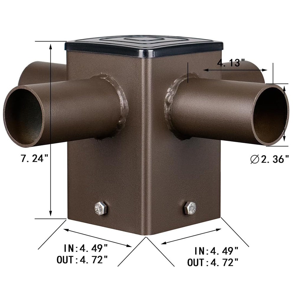 Quad Tenon Adapter for Four 2-3/8 Inch Slip Fitter Lights
