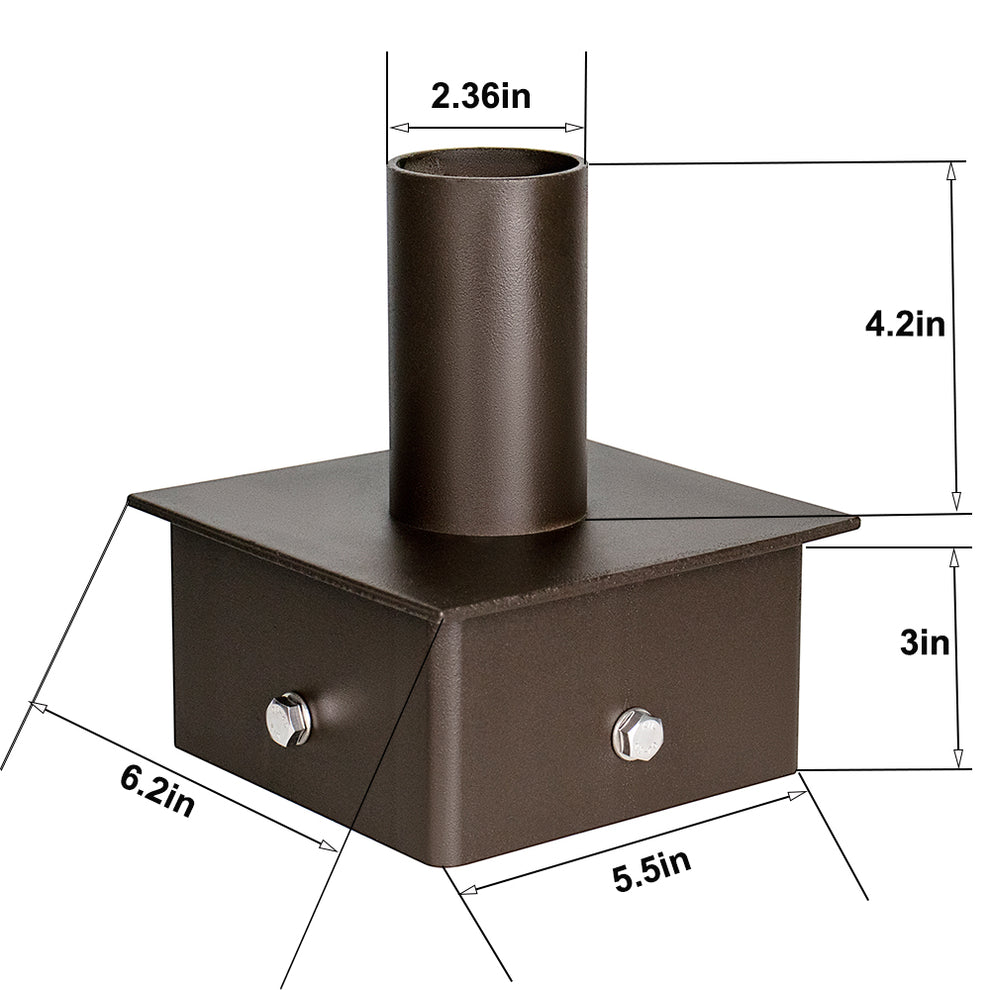 6 Inch Square Pole Tenon Adapter, Slip Fit Mounting Brackets – Choierlight