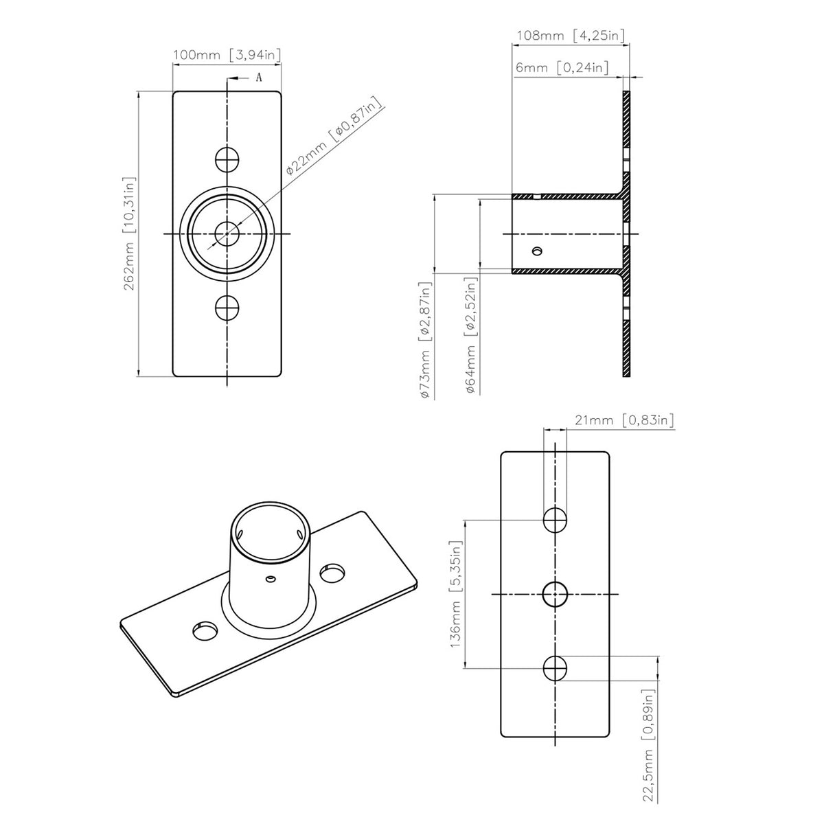 Yoke Mount Adapter for LED Flood Light on 2-3/8 Inch Tenon