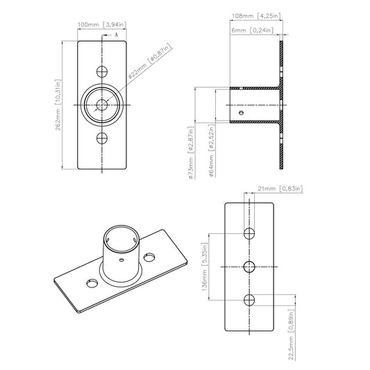 Yoke Mount Adapter for LED Flood Light on 2-3/8 Inch Tenon